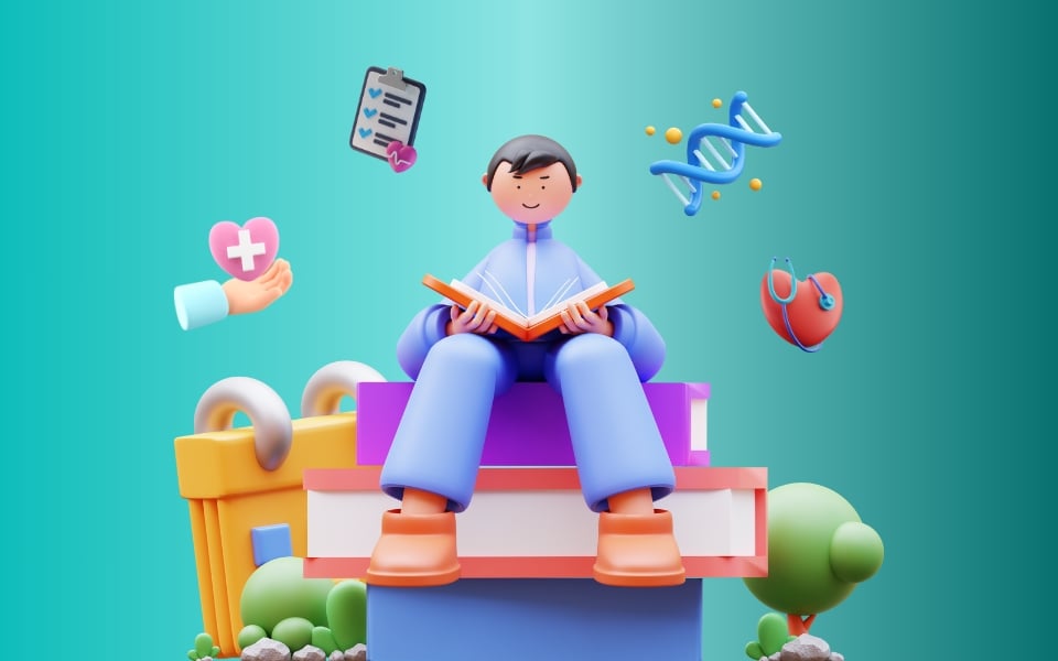 Figura de homem com livro na mão