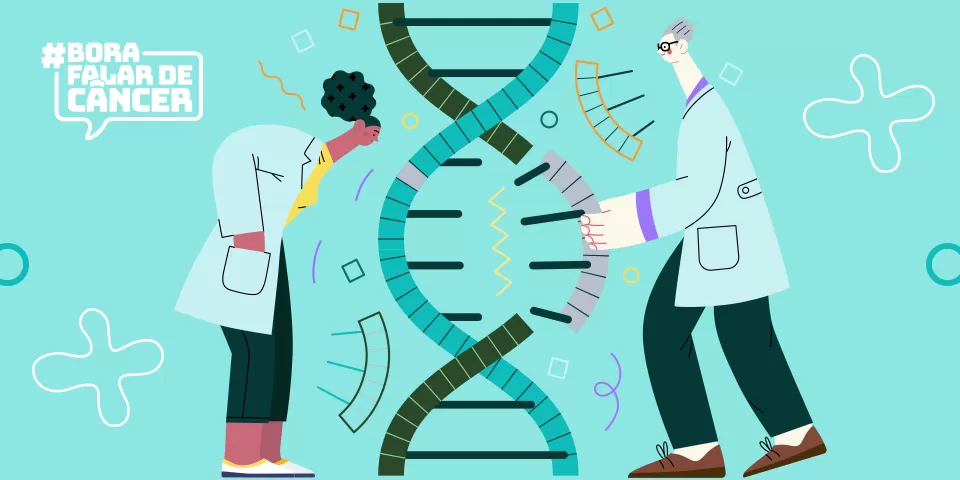 Médicos e figura de DNA