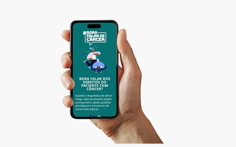 Telefone celular com conteudo sobre direitos dos pacientes com cancer